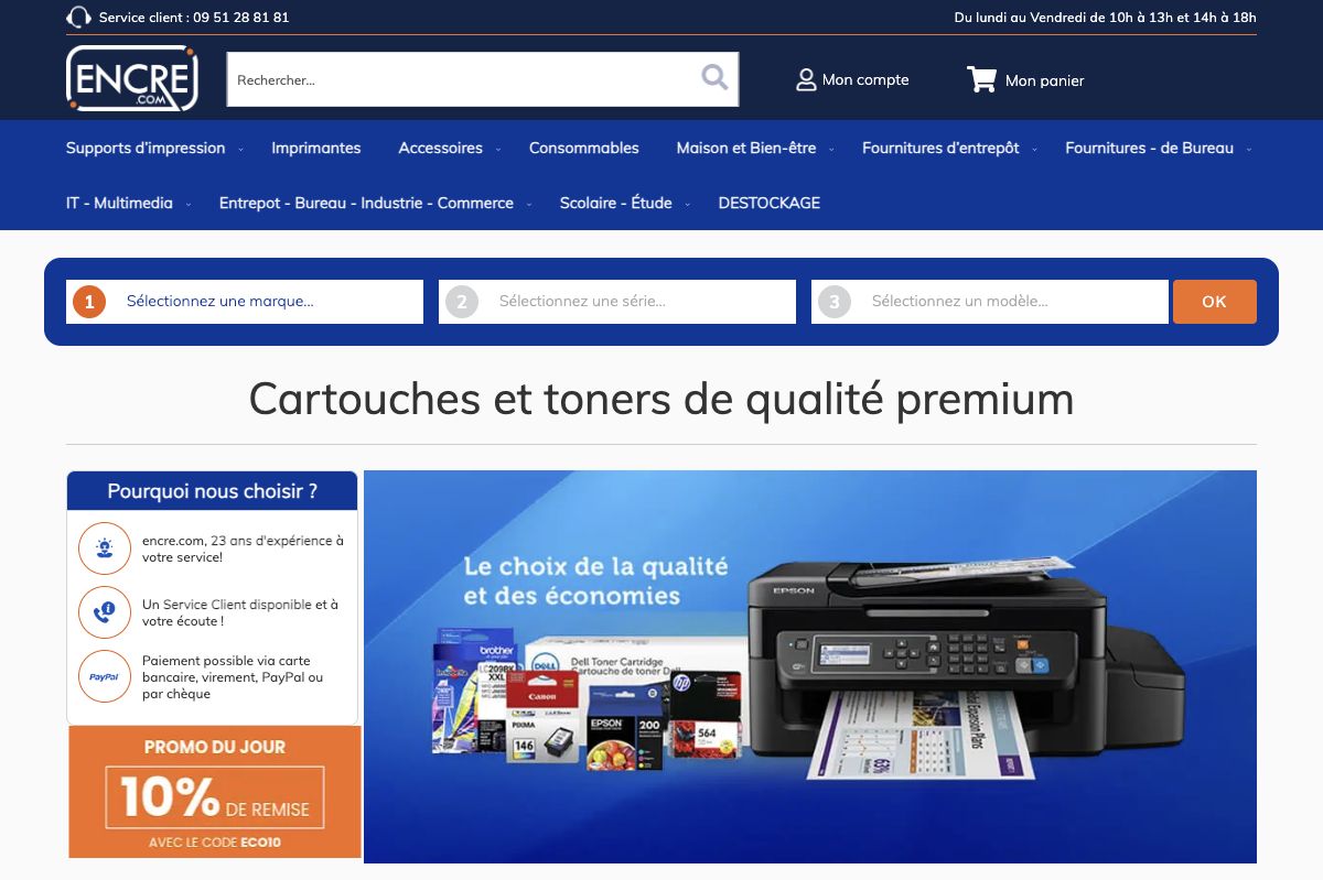 Capture de la boutique Encre.com